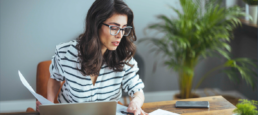 A woman working at a desk